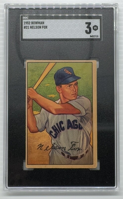 1952 Bowman Nelson Fox #21 White Sox SGC 3 VG (15)