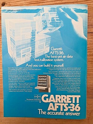 1974 Flugzeugwerbung GARRETT AFTS-36 AIR DATA TEST KALIBRIERSYSTEM KANADA