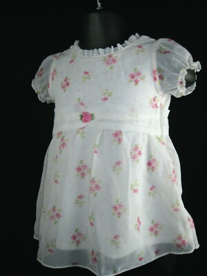  Little Lindsey Baby Girls Pink / Creme Floral Dress Sz 0/6 Months Easter Spring