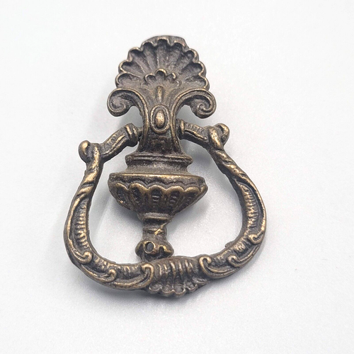 Vintage Brass Drawer Drop Pull Salvaged Hardware Ornate Shell Design 1 7/8" 8062