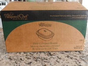 Pampered Chef NEW 3.1qt Cranberry Deep Covered Baker Roaster Dutch Stoneware