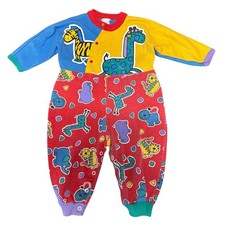 Vintage Buster Brown Romper Baby 18M Multicolor Zoo Animals USA 1990s One Piece