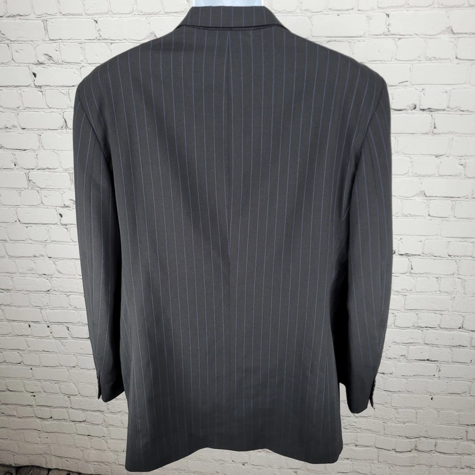 Blazer Abrigo Deportivo Donna Karan Negro 100% Lana Rayas Hecho en Italia Talla 44L Foto 2 de 4
