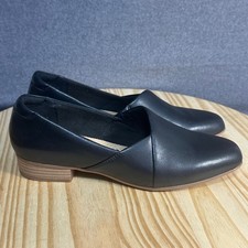 Clarks Collection Womens Black Leather Slip On Loafers Comfort Shoes Size 8