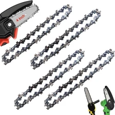 4PCS 4" Mini Chainsaw Replacement Chain, 1/4" Pitch Guide Bar for Cordless Elect