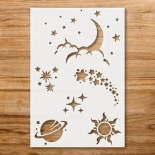 Night Sky Landscape Wall Art Reusable Stencil for Celestial Projects - Stenci…