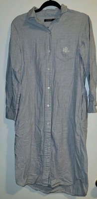 Lauren Ralph Lauren Plaid Woven Shirt Dress Collared Button Front S Knee