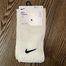 Nike Classic Soccer Socks Cushioned Unisex Knee High White Lrg W10-13 M8-12 NEW