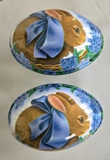 2 American Greetings Plastic Easter Egg Shaped Empty Containers,Made in USA