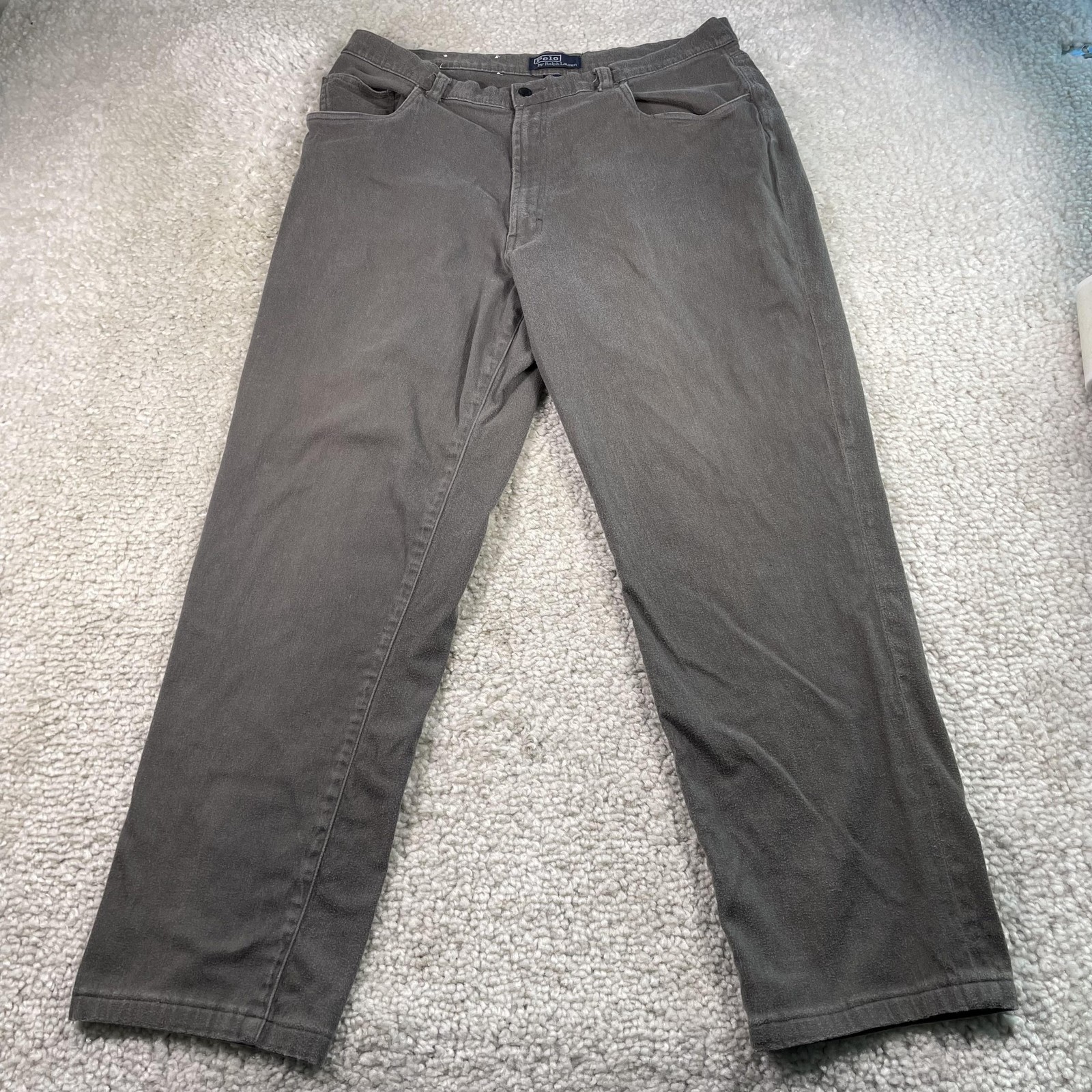 Vintage Polo Ralph Lauren Pants Mens 36x29* Gray Straight Chamois Stretch