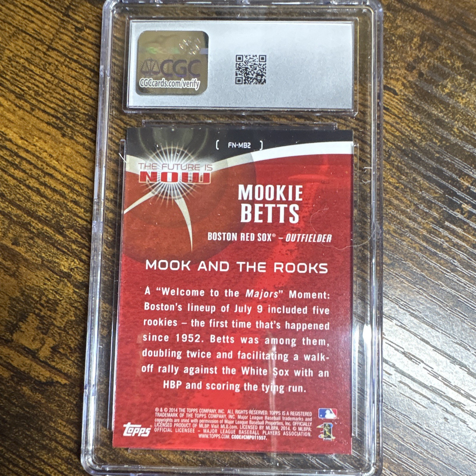 Topps 2014 Update The Future Is Now #FN-MB2 Mookie Betts CGC 7.5 Red Sox view 2