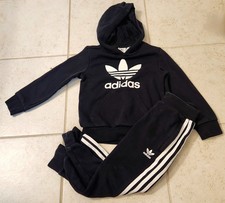 Adidas Black White Matching Set Joggers Sweatshirt Size Youth 2XS 5/6  953
