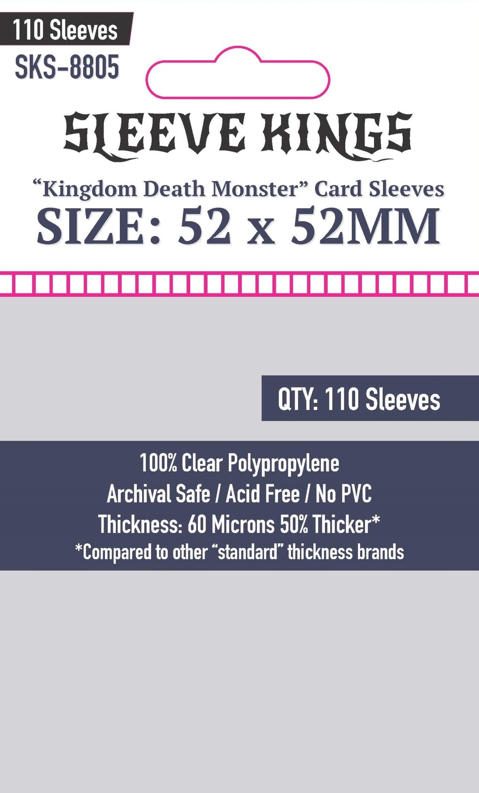 Sleeve Kings Kingdom Death Monster Card Sleves (52 X 52mm) -110 Pack, 60 Microns