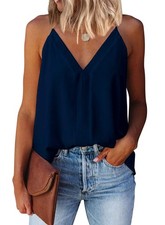 miduo Womens Loose Spring 2025 Solid Casual V Neck Tanks Tops Cami Shirts