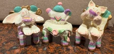 Midwest of Cannon Falls Miniature Rabbit Cat Teapot Tea Party Figurines 1.5"