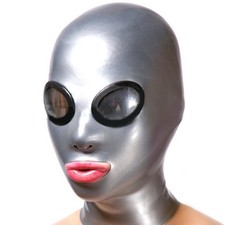 Silver Latex Hood with Sunglasses Open Mouth Rubber Mask Cosplay Halloween 0.4mm