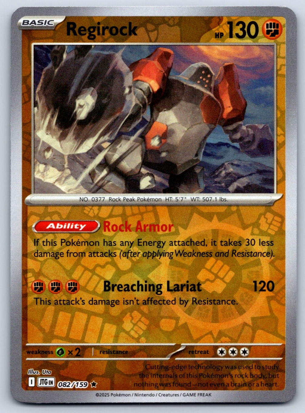 Regirock - Reverse Holo - Journey Together 082/159 Pokemon Card NM