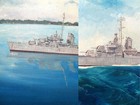 US Navy Destroyer DD 659 USS Dashiell original oil paintings set military art