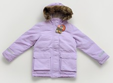 Osark Trail girls Parka winter Jacket hooded faux fur XS 4/5 fleece lined purple
