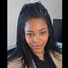 Braided Wig Micro Braids Full Lace Glueless 18in Jet Black Handmade Baby Hair