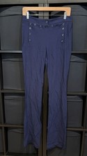 Alexander McQueen Navy Blue Sailor Dress Pants High Rise Button Detail Size 38 M