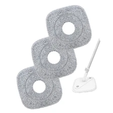 3 Pack Square Mop Replacement Pads for True and Tidy - 9x9 Inch Microfiber Re...