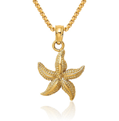 10 Karat massive Gelbgold Seestern Halskette