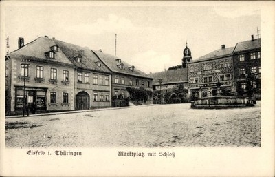 Postcard Eisfeld in Thuringia, marketplace with castle - 5038620