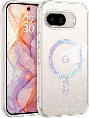 Google Pixel 9a Case Clear Glitter, Transparent Crystal Shockproof Cover for 9a