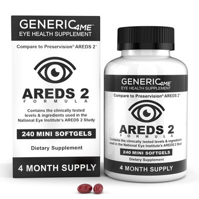 Eye Health Supplement 10 mg Vitamin C 400IU E 240 Count Generic4ME AREDS Lutein