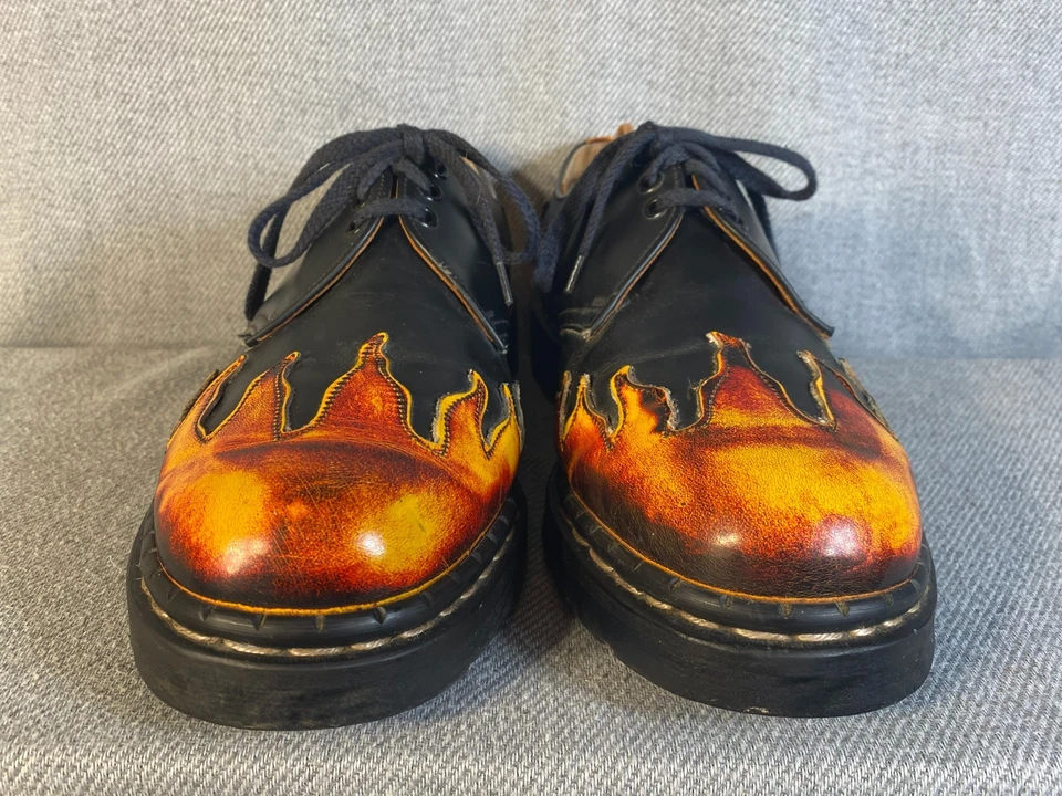 Sapato Oxford Masculino Antigo Anos 90 Tredair Flame 11 Feito Inglaterra Punk Fire Goth - Imagem 3 de 4