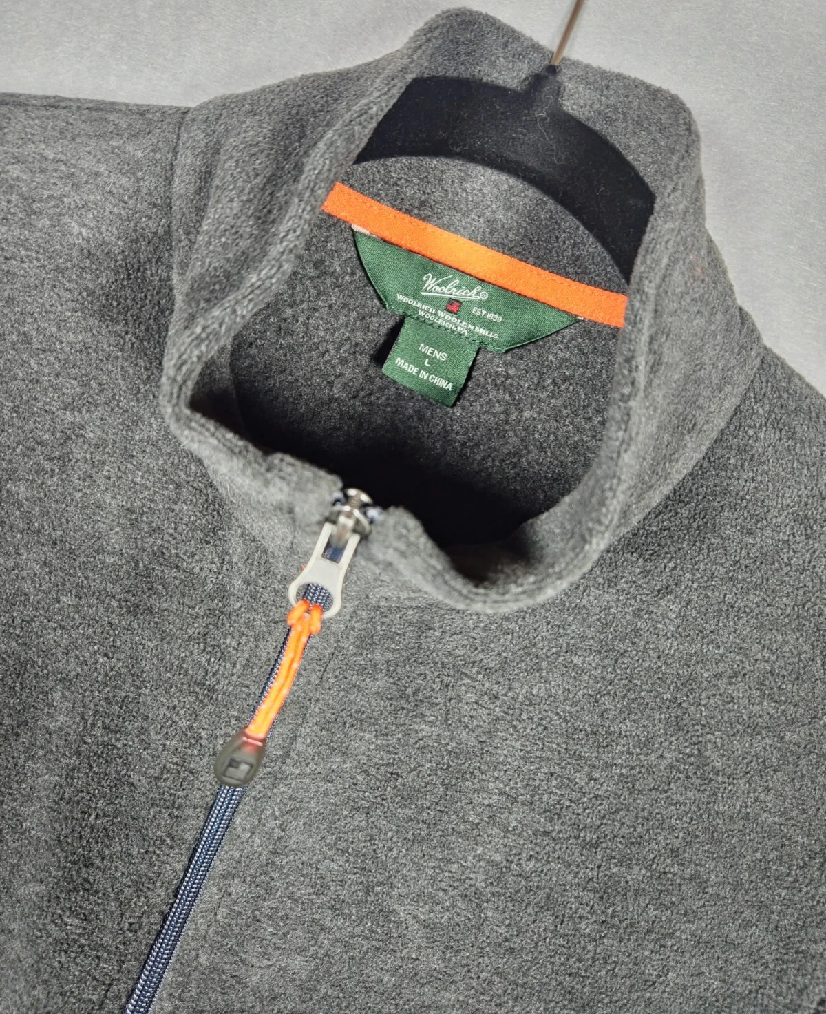 Woolrich Charcoal Heather Gray Fleece Vest Mens Large Full Zip Pockets