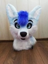 Fursuit Long Fur Husky Fox Mascot Head Party Halloween Fur Cosplay Head 