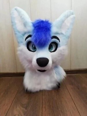 Fursuit Long Fur Husky Fox Mascot Head Party Halloween Fur Cosplay (Head)@