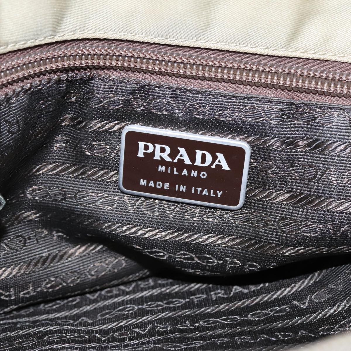 PRADA Tote Bag Nylon Beige Silver Auth bs18439 thumbnail 18