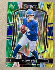 2025 Panini Select Premier Level Jaxson Dart #193 Green & Yellow Shock Prizm RC