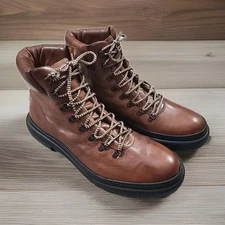 EVERSON ALPINE BOOTS MENS SIZE 11.5 BROWN LEATHER ITALY JOHNSTON & MURPHY 