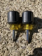 3-Inch Mini Stubby Short Phillips & Flat Slotted Screwdriver Set Rubber Grips