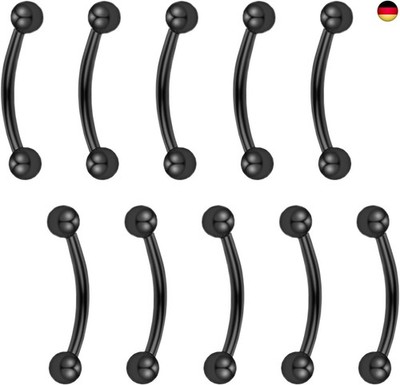 Besyvvin 10stk Curved Barbell Piercing Augenbrauen Lippe Septum Rook 1,2mm