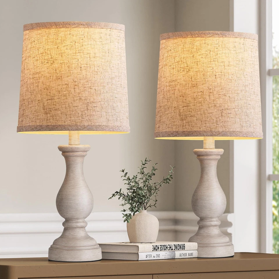 Seealle Farmhouse Table Lamps Set of 2 - Rustic Bedroom Lamps for Living Room...