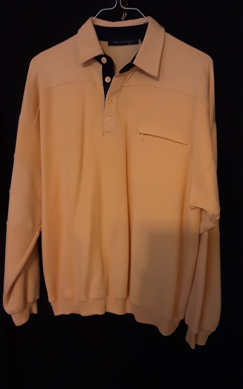 NICE mens L vtg yellow Architect collar long sleeve pullover banded