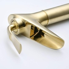 BNIB (SHUNLI) Brushed Gold Brass Waterfall Sink Mixer Tap - CG A02
