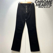 Chrome Hearts Flared knee stitch horseshoe denim pants
