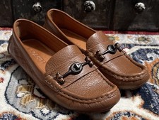 COACH G1204 Crosby Driver Brown Pebbled Leather Loafers Driving Shoes Women  s 5B