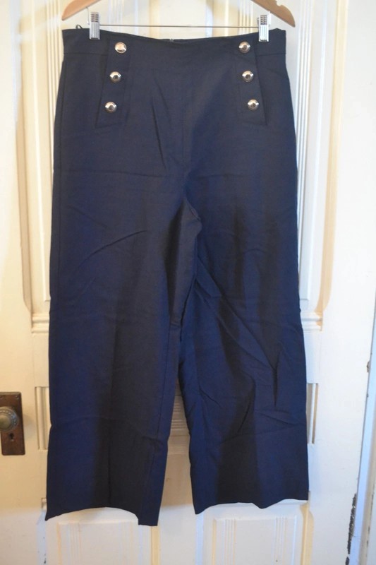 BLUE SAILOR FLARE CUFFS PANTS BY MARELLA FOR ANTHROPOLOGIE ~ 12