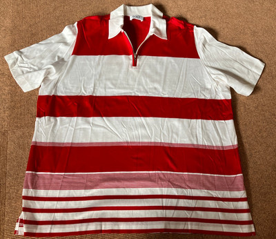 Bode Le Shirt: rot-weiß gestreiftes Jersey-Poloshirt, Gr. 48, wenig getragen