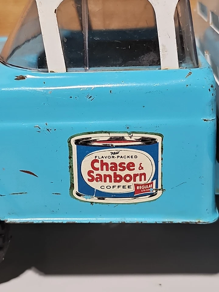 Vintage Nylint Sky Blue & White Ford Chase & Sanborn Stake Truck w/ Panels - Image 2 of 4