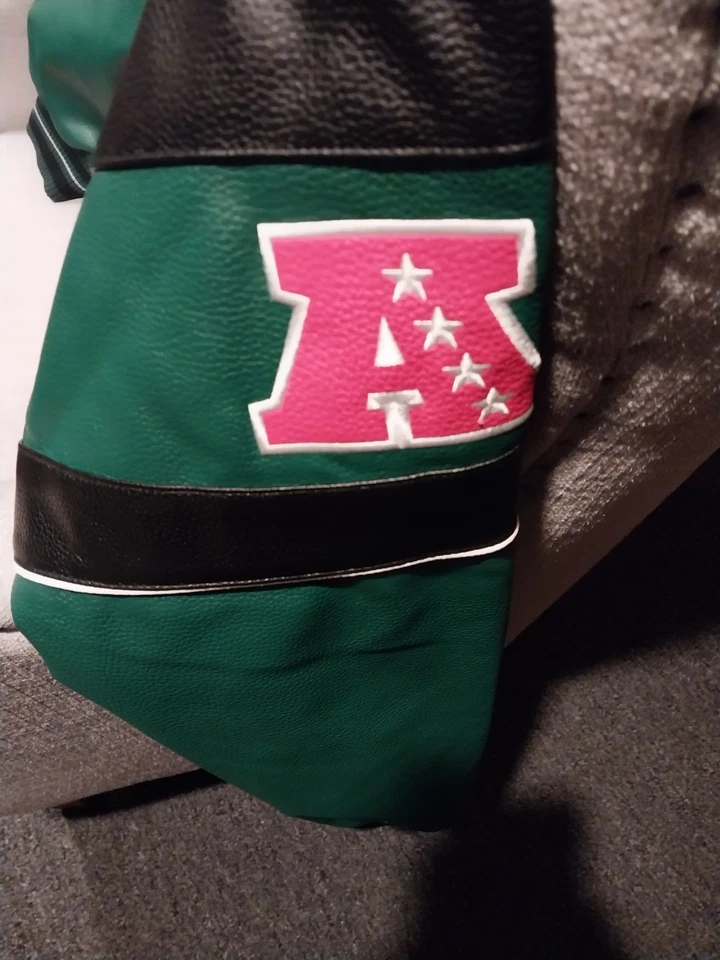 Chaqueta Universitaria Ny Jets Imitación Cuero De G111 Nueva Sin Etiquetas Foto 3 de 4