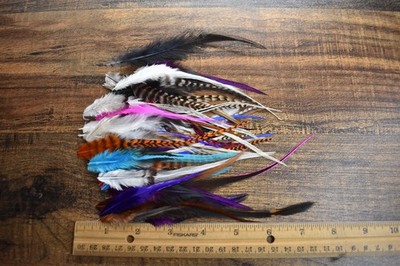 Lot 2,   40 Fluff Saddle Feather Feathers SHORT LENGTH for Fly Tying Jewelry