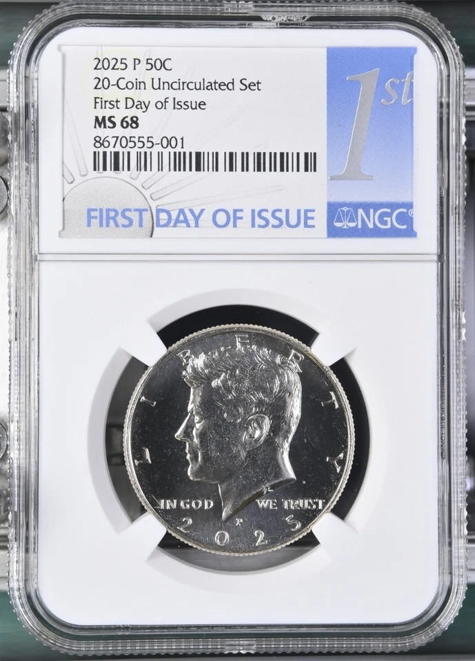 2025 P & D KENNEDY NGC MS68 68 HALF DOLLAR 2 COIN SET, FIRST DAY - 2 Coin Set-% - Image 3 of 4